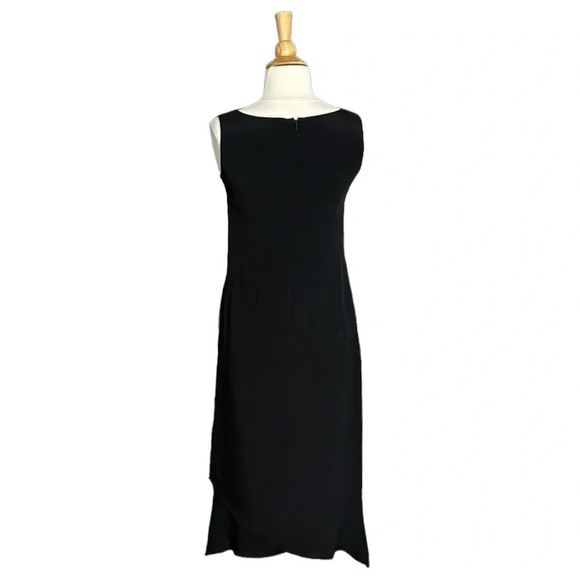 BLOOMINGDALE’S Silk Dress Black Classic Timeless Chic Midi Length, Size 2 - Picture 6 of 16